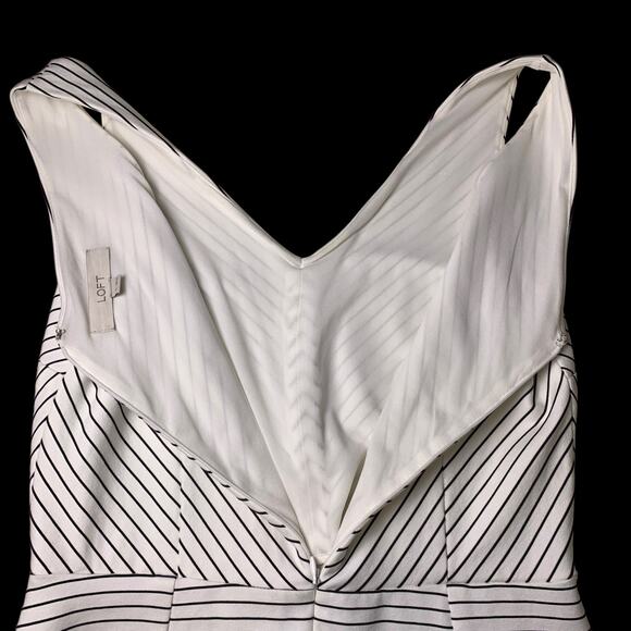 Loft Dress Women's Size 10 Black White Sleeveless Fit & Flare Back Zip Lined - Picture 5 of 8
